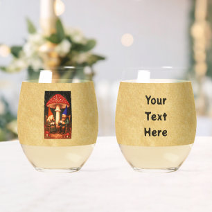 Verre À Vin Sans Pied Champignons et Gnomes d'Amanita