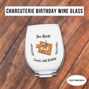 Verre À Vin Sans Pied Charcuterie et Vin Pique-nique Anniversaire Souven