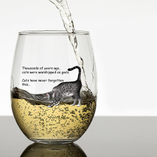 Verre À Vin Sans Pied Chat égyptien Mau Gris Fantaisiste Humoristique