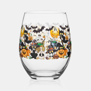 Verre À Vin Sans Pied Chats drôles de Halloween Fête