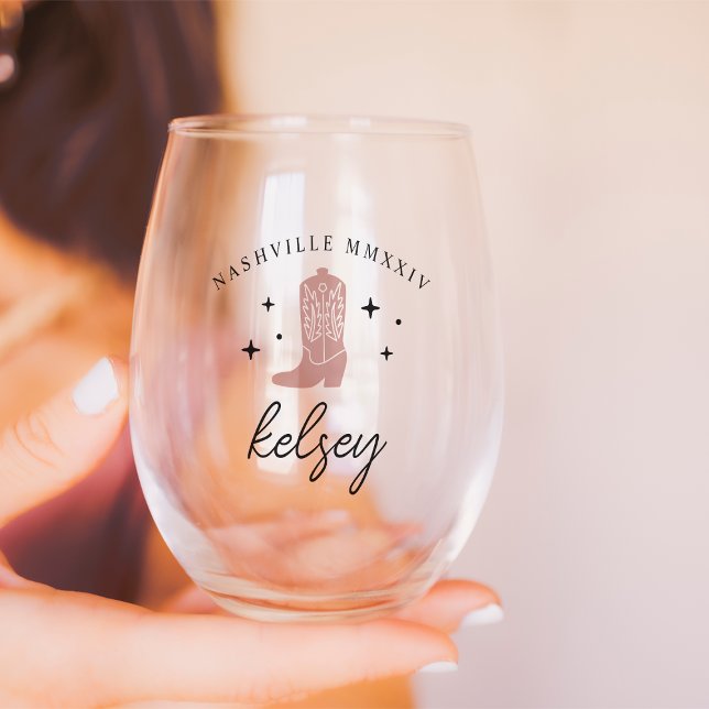 Verre À Vin Sans Pied Chaussure de Cowboy Personnalisée Enterrement de V (Créateur téléchargé)