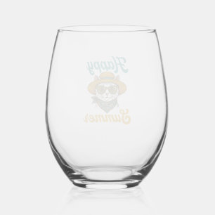 Verre À Vin Sans Pied Chemise de conception de gravure vintage de chat d