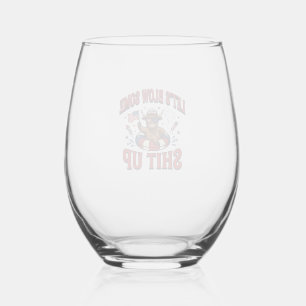 Verre À Vin Sans Pied Chemise de feu d'artifice de vache Highland patrio