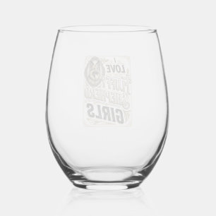 Verre À Vin Sans Pied Chemise Fille Berger Allemand Gravure Vintage Chie