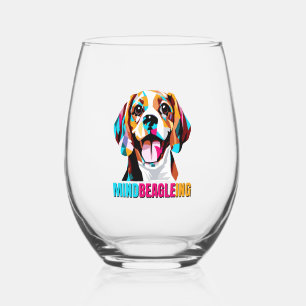 Verre À Vin Sans Pied Chien Beagle de l'état d'esprit