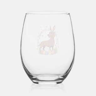 Verre À Vin Sans Pied Chien de Pâques vintage en forme de teckel avec œu
