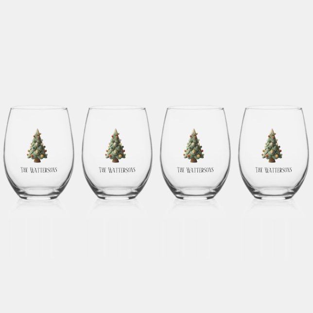 Verre À Vin Sans Pied Christmas Holiday  (Recto)