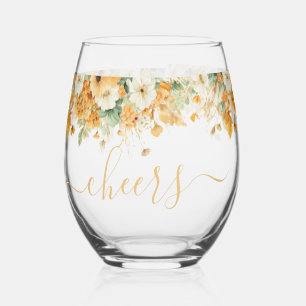 Verre À Vin Sans Pied Chute Florale, Couleurs Thanksgiving, Salutations