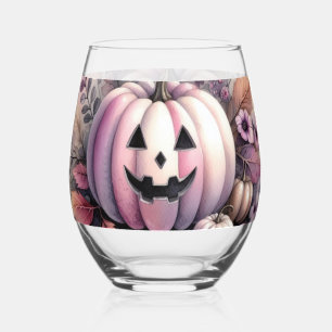 Verre À Vin Sans Pied Chute Halloween peinture citrouille aquarelle