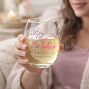 Verre À Vin Sans Pied Cinquante ans et Fantastique Photo 50e Anniversair