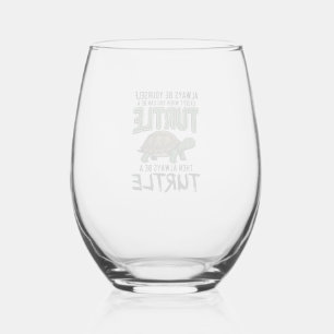 Verre À Vin Sans Pied Citation de Tortue Drôle Design Vectoriel Vintage_