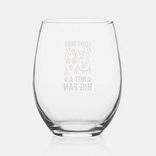 Verre À Vin Sans Pied Citation drôle d'amant de chien Gravure vintage ve