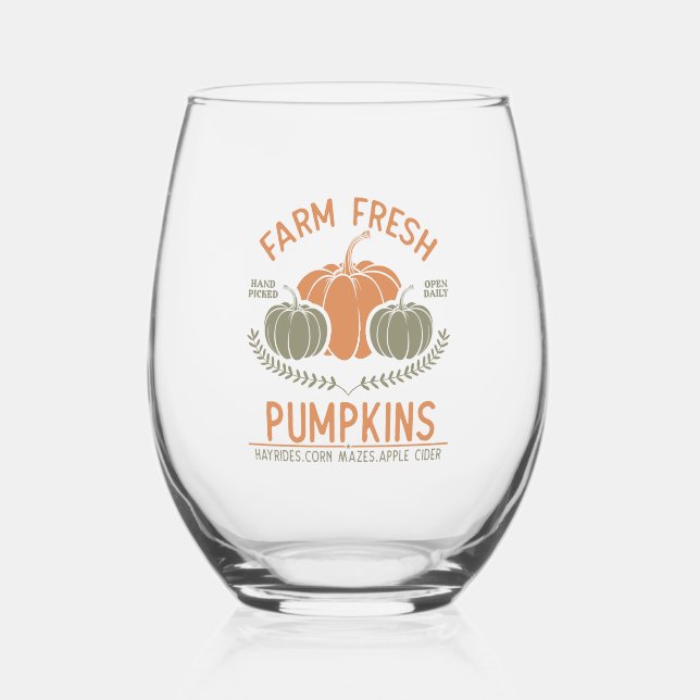 Verre À Vin Sans Pied Citrouilles frais de ferme | Main saisie (Recto)