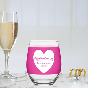 Verre À Vin Sans Pied Coeur blanc chaud Valentine's Day