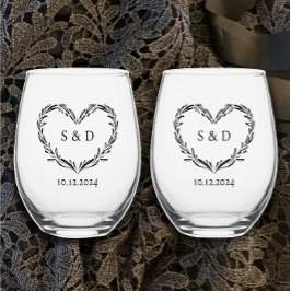 Verre À Vin Sans Pied Coeur de monographie de couple Mariage personnalis