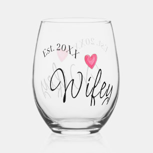 Verre À Vin Sans Pied Cœur rouge de femme mariée année future épouse de