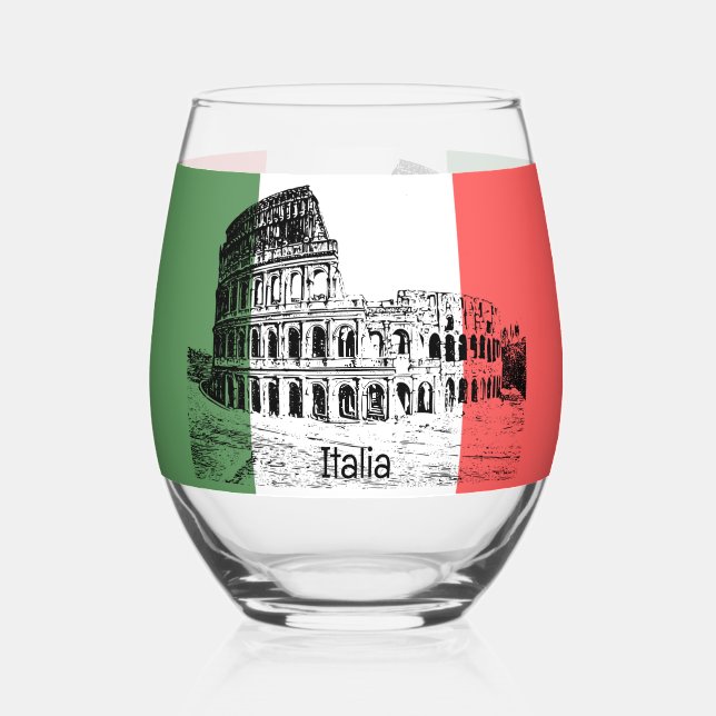 Verre À Vin Sans Pied Colisée Rome Italie Design (Recto)