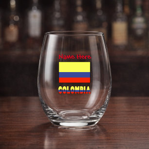 Verre À Vin Sans Pied Colombie et personnalisation rouge du drapeau colo