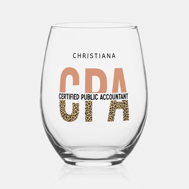 Verre À Vin Sans Pied Comptable public certifié CPA Leopard (Recto)
