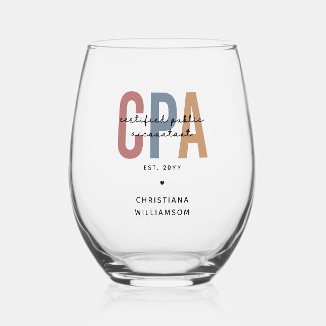 Verre À Vin Sans Pied Comptable Public Certifié CPA Retro (Recto)
