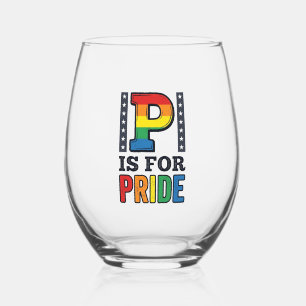 Verre À Vin Sans Pied Conception de chemise arc-en-ciel de lettre de fie