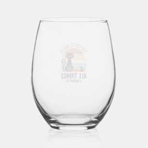 Verre À Vin Sans Pied Conception de chemise humoristique de chat dramati