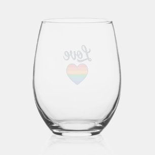 Verre À Vin Sans Pied Conception de chemise vectorielle Love Rainbow Hea