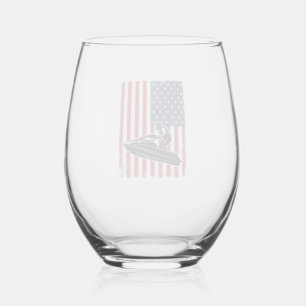 Verre À Vin Sans Pied Conception de chemise vectorielle vintage jet ski 