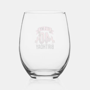 Verre À Vin Sans Pied Conception de gravure vintage de licorne pour 40e 