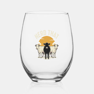 Verre À Vin Sans Pied Conception de gravure vintage de vache drôle de tr