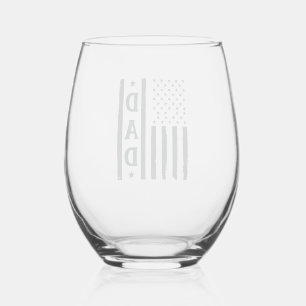 Verre À Vin Sans Pied Conception de vecteur de drapeau américain de papa