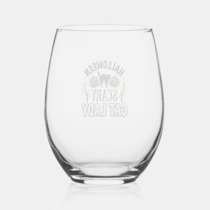 Verre À Vin Sans Pied Conception de vecteur vintage de dame de chat effr