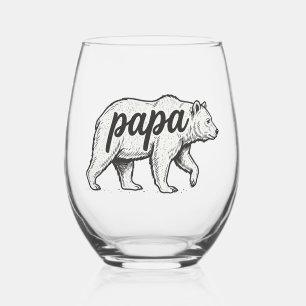 Verre À Vin Sans Pied Conception vectorielle de gravure vintage Papa Bea