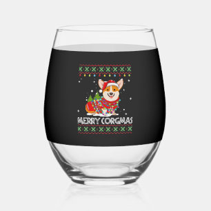 Verre À Vin Sans Pied Corgi Chien Joyeux Corgmas Santa Corgi Noël dégueu