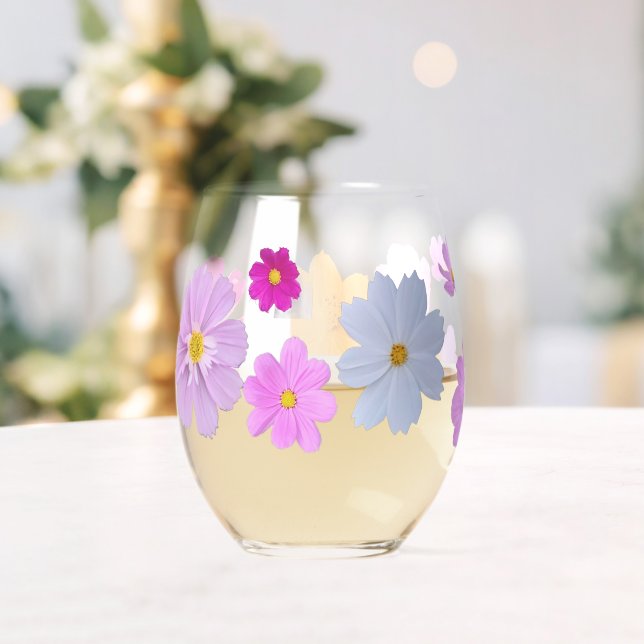 Verre À Vin Sans Pied Cosmos Flowers Drinkware Set (Insitu (Mariage))