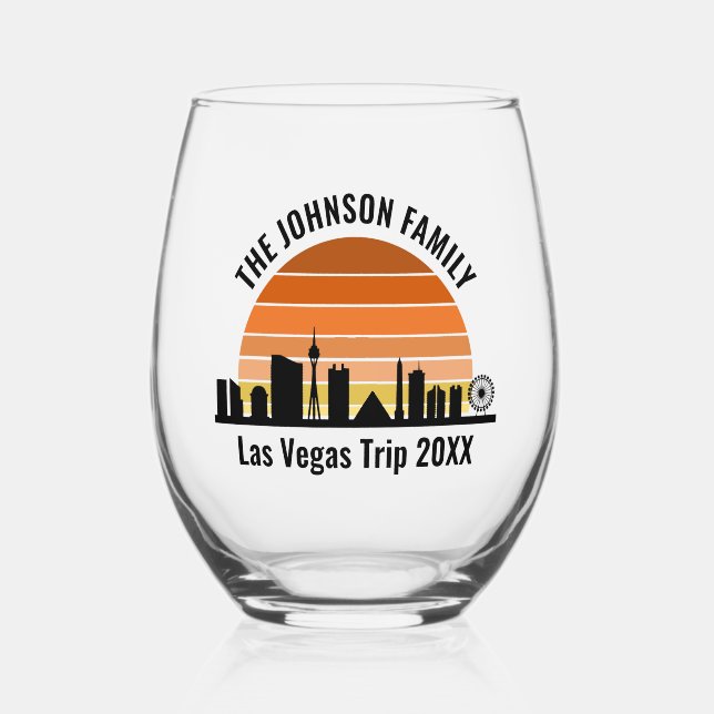 Verre À Vin Sans Pied Coucher de soleil sur le Strip de Las Vegas pour d (Recto)