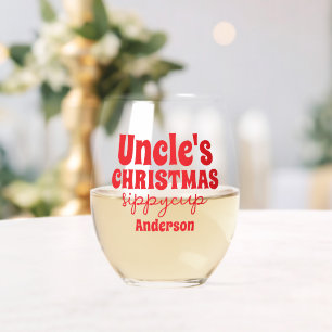 Verre À Vin Sans Pied Coupe Sippy de Noël de l'oncle personnalisé