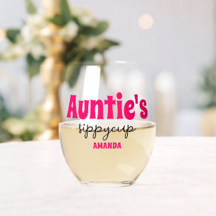 Verre À Vin Sans Pied Coupe Sippy de Tante personnalisée