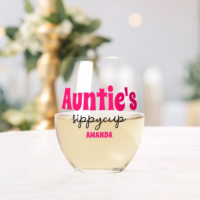 Verre À Vin Sans Pied Coupe Sippy de Tante personnalisée (Insitu (Mariage))