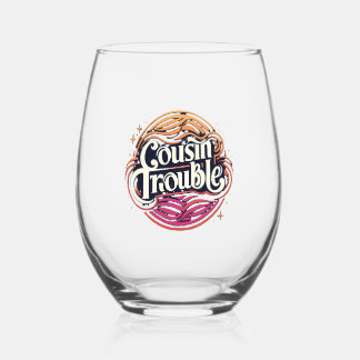 Verre À Vin Sans Pied Cousin Trouble Vin Stemless