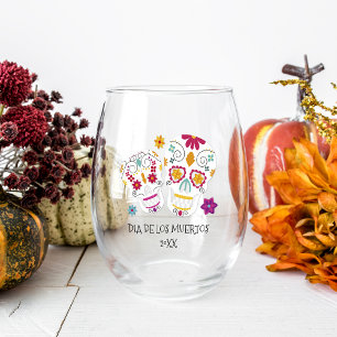 Verre À Vin Sans Pied Crâne à sucre Dia de los Muertos