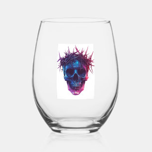 Verre À Vin Sans Pied Crâne avec couronne d'épines