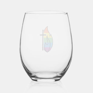 Verre À Vin Sans Pied Croix de Flamme Arc-en-ciel Vintage Design Vectori