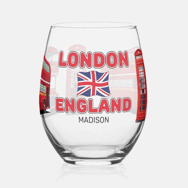 Verre À Vin Sans Pied Custom Name London England (Gauche)