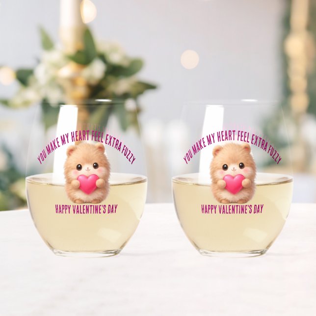 Verre À Vin Sans Pied Cute Fuzzy Valentine  (Insitu (Mariage))