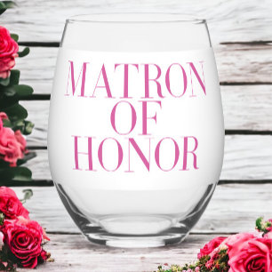 Verre À Vin Sans Pied Dame d'Honneur Rose Moderne Élégante Personnalisée