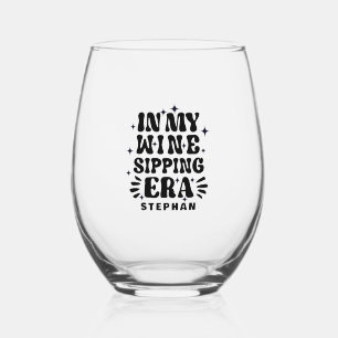 Verre À Vin Sans Pied Dans Mon Époque De Vin Siroter La Typographie Noir