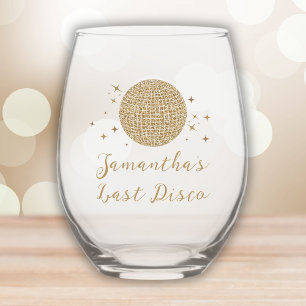 Verre À Vin Sans Pied Dernière Disco Golden Retro Bachelorette personnal