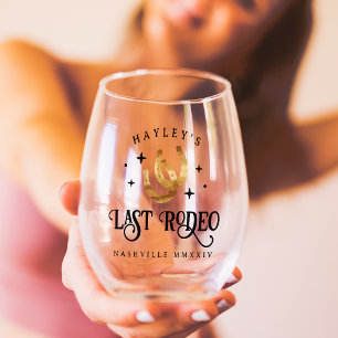 Verre À Vin Sans Pied Dernière Fête de Bachelorette de Rodéo Fer à Cheva