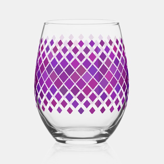 Verre À Vin Sans Pied Design de diamants Magenta Violet (Recto)